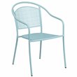 Bowery Hill Stackable Steel Round Back Patio Dining Side Chair in Sky Blue