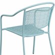 Bowery Hill Stackable Steel Round Back Patio Dining Side Chair in Sky Blue