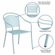 Bowery Hill Stackable Steel Round Back Patio Dining Side Chair in Sky Blue