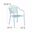 Bowery Hill Stackable Steel Round Back Patio Dining Side Chair in Sky Blue