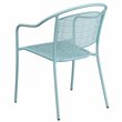 Bowery Hill Stackable Steel Round Back Patio Dining Side Chair in Sky Blue