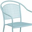 Bowery Hill Stackable Steel Round Back Patio Dining Side Chair in Sky Blue