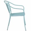 Bowery Hill Stackable Steel Round Back Patio Dining Side Chair in Sky Blue