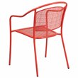 Bowery Hill Stackable Steel Round Back Patio Dining Side Chair in Coral Red