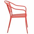 Bowery Hill Stackable Steel Round Back Patio Dining Side Chair in Coral Red