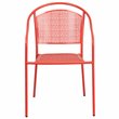 Bowery Hill Stackable Steel Round Back Patio Dining Side Chair in Coral Red