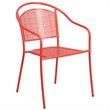Bowery Hill Stackable Steel Round Back Patio Dining Side Chair in Coral Red