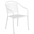 Bowery Hill Stackable Steel Round Back Patio Dining Side Chair in White