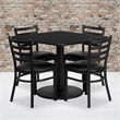Bowery Hill Square Laminate Table Set In Black Top Black Vinyl Seat