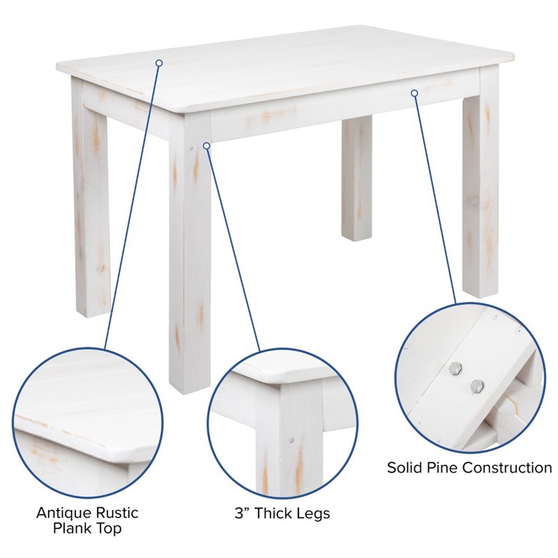 Bowery Hill Contemporary 46X30 Rustic Farm Table In Antique Rustic White