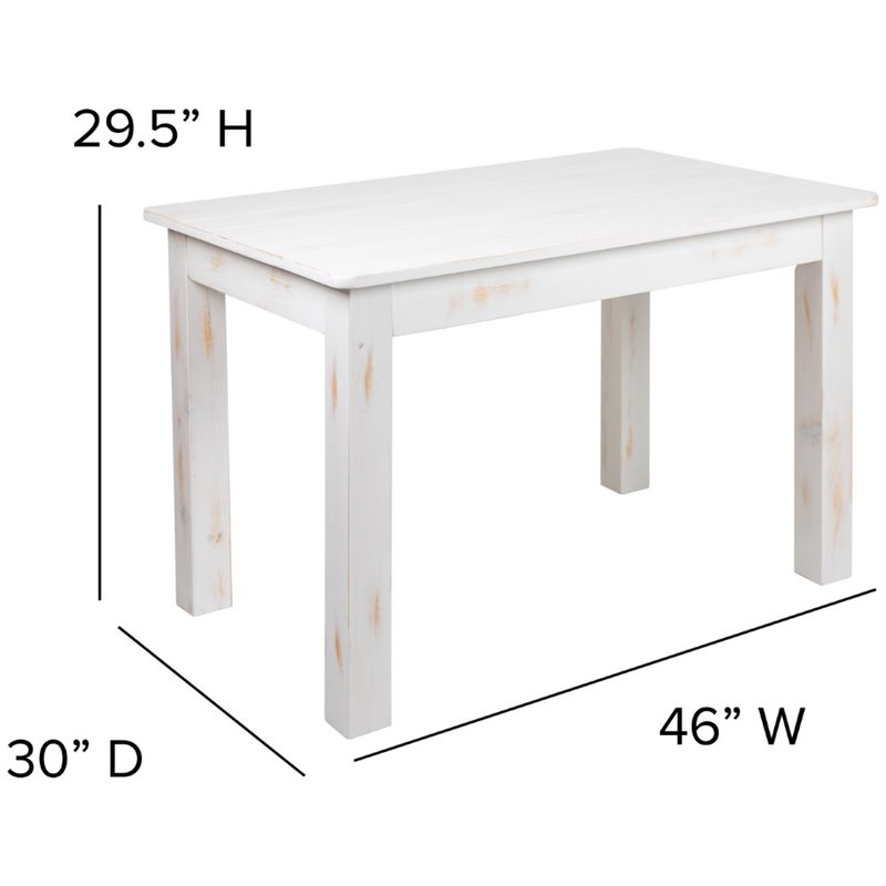 Bowery Hill Contemporary 46X30 Rustic Farm Table In Antique Rustic White