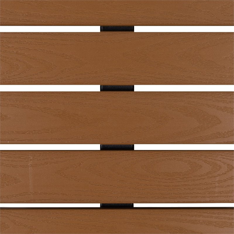 Bowery Hill Faux Teak Brown Dining Table Square Weather Resistant 30
