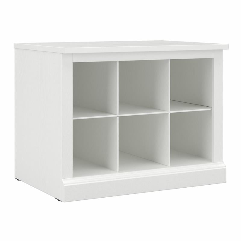 Bowery Hill 24W Small Shoe Bench with Shelves in White Ash - Engineered Wood