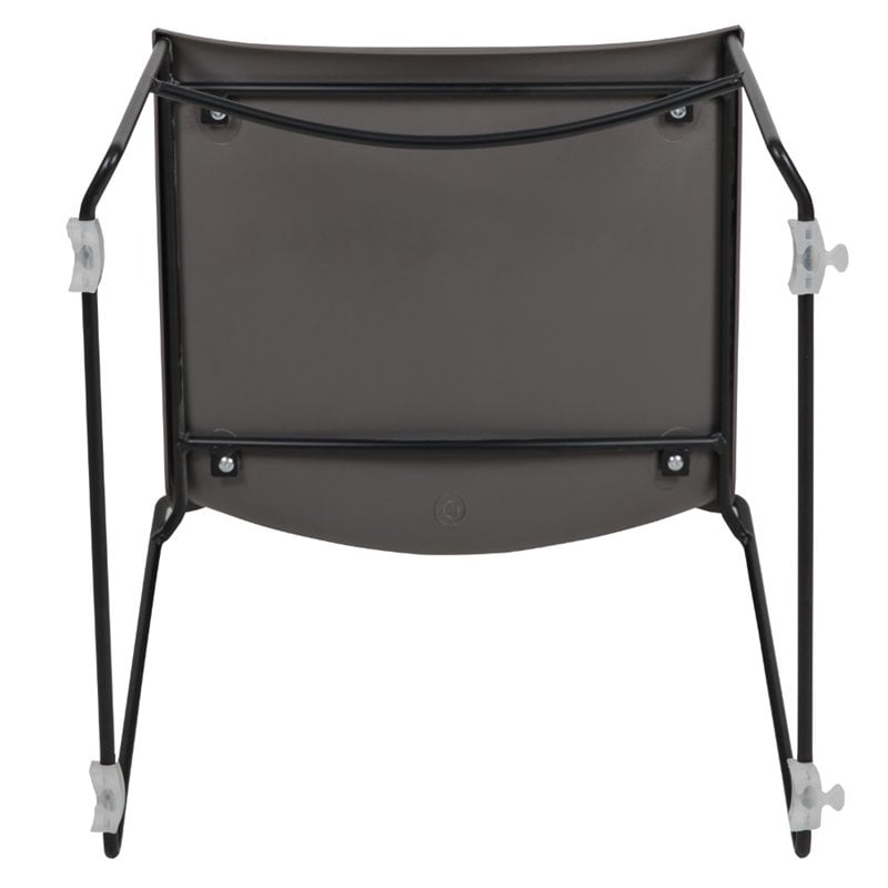Bowery Hill Plastic Sled Base Contoured Stacking Chair in Gray