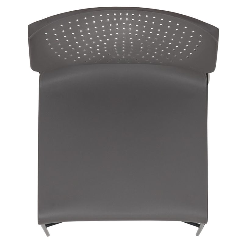 Bowery Hill Plastic Sled Base Contoured Stacking Chair in Gray