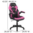 Bowery Hill Gaming Desk and Racing Swivel Chair Set in Red and Pink