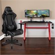 Bowery Hill Gaming Desk and Racing Reclining Chair Set in Red and Gray