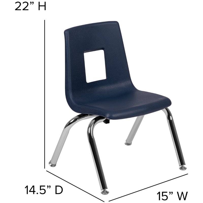 Bowery Hill Contemporary Student Stack School Chair - 12-Inch In Navy