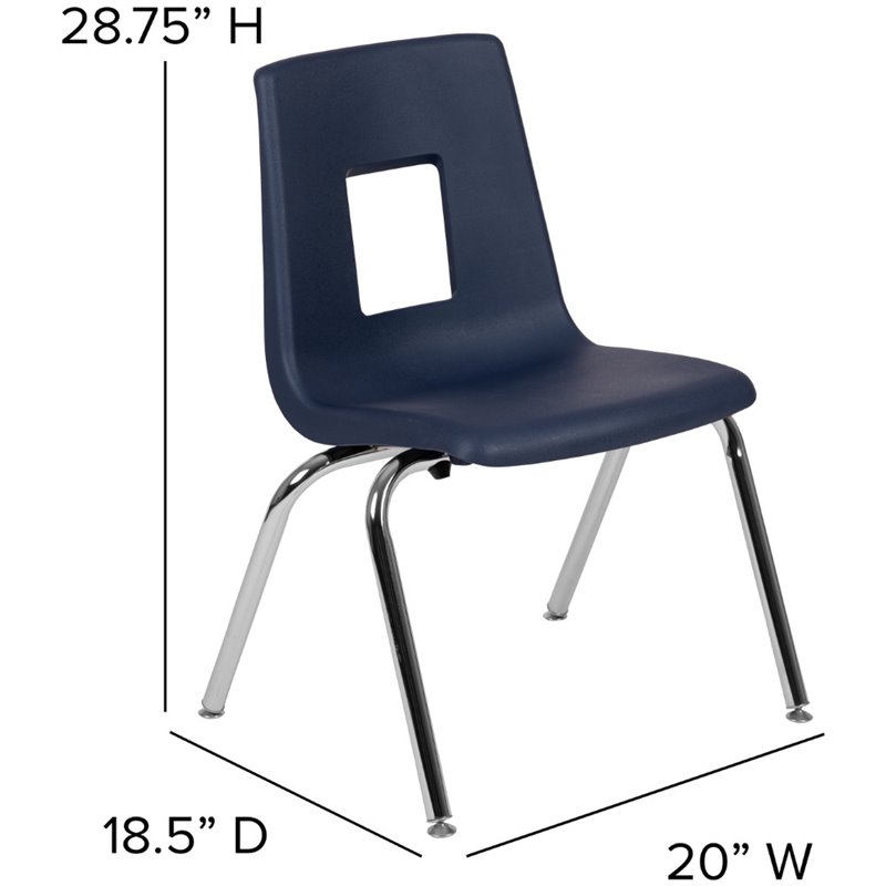 Bowery Hill Contemporary Student Stack School Chair - 16-Inch In Navy