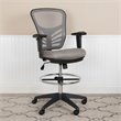 Bowery Hill Contemporary Mid Back Mesh Drafting Stool in Gray and Black