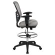 Bowery Hill Contemporary Mid Back Mesh Drafting Stool in Gray and Black