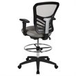 Bowery Hill Contemporary Mid Back Mesh Drafting Stool in Gray and Black