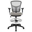 Bowery Hill Contemporary Mid Back Mesh Drafting Stool in Gray and Black