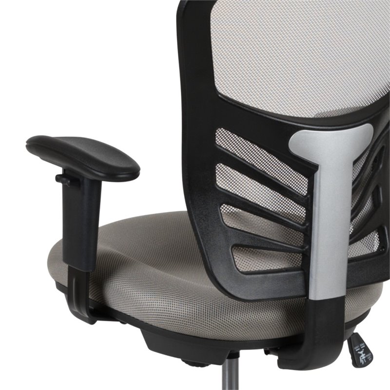 Bowery Hill Contemporary Mid Back Mesh Drafting Stool in Gray and Black