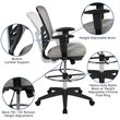 Bowery Hill Contemporary Mid Back Mesh Drafting Stool in Gray and Black