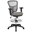 Bowery Hill Contemporary Mid Back Mesh Drafting Stool in Gray and Black