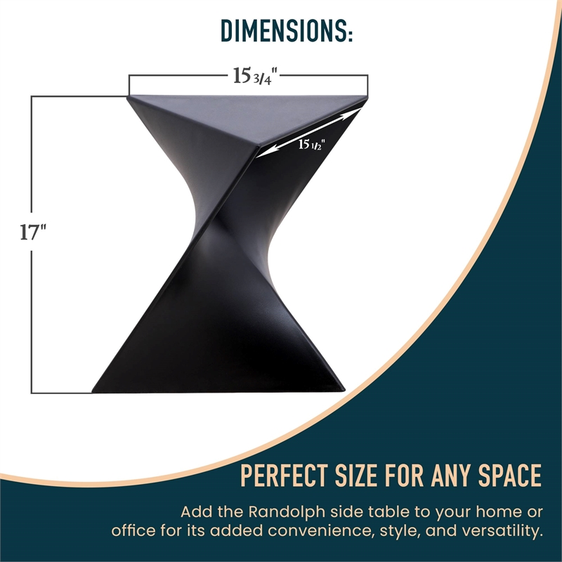 Bowery Hill Contemporary Plastic Triangle End Table in Black