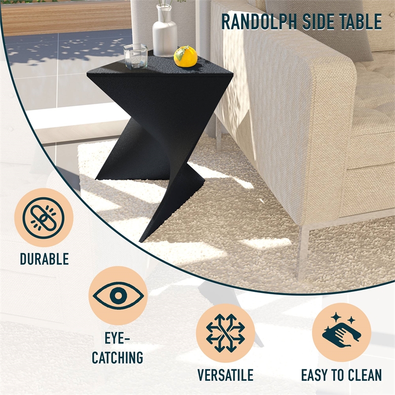 Bowery Hill Contemporary Plastic Triangle End Table in Black