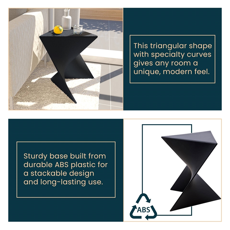 Bowery Hill Contemporary Plastic Triangle End Table in Black