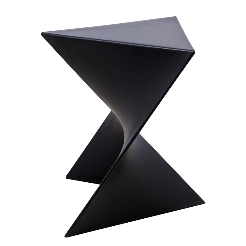 Bowery Hill Contemporary Plastic Triangle End Table in Black