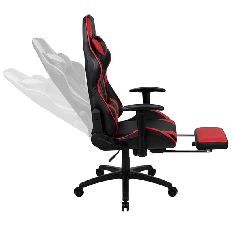 Bowery Hill Gaming Desk and Racing Reclining Chair Set in Black and Red