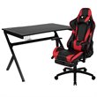 Bowery Hill Gaming Desk and Racing Reclining Chair Set in Black and Red