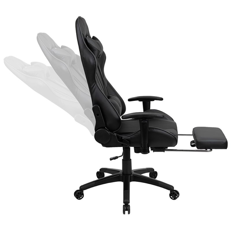 Bowery Hill Gaming Desk and Racing Reclining Chair Set in Black and Gray