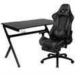 Bowery Hill Gaming Desk and Racing Reclining Chair Set in Black and Gray