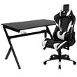 Bowery Hill Gaming Desk and Racing Reclining Chair Set in Black