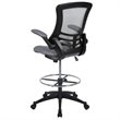 Bowery Hill Contemporary Mid Back Mesh Drafting Stool in Dark Gray