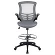 Bowery Hill Contemporary Mid Back Mesh Drafting Stool in Dark Gray