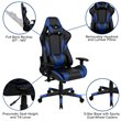 Bowery Hill Leather Racing Reclining Gaming Chair in Black and Blue