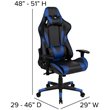 Bowery Hill Leather Racing Reclining Gaming Chair in Black and Blue