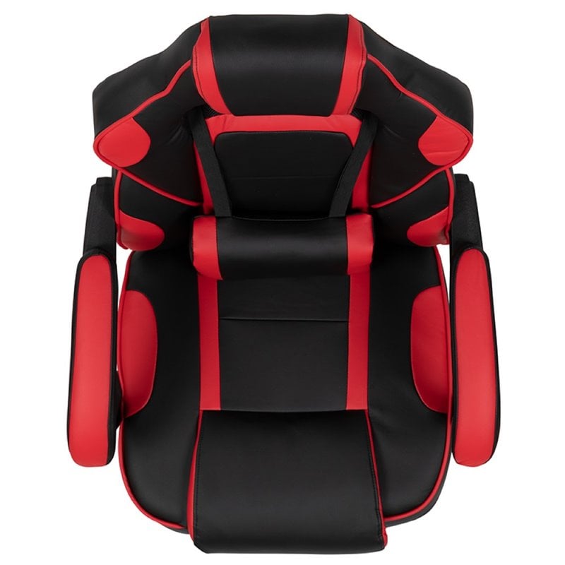 Bowery Hill Leather Racing Reclining Gaming Chair in Black and Red