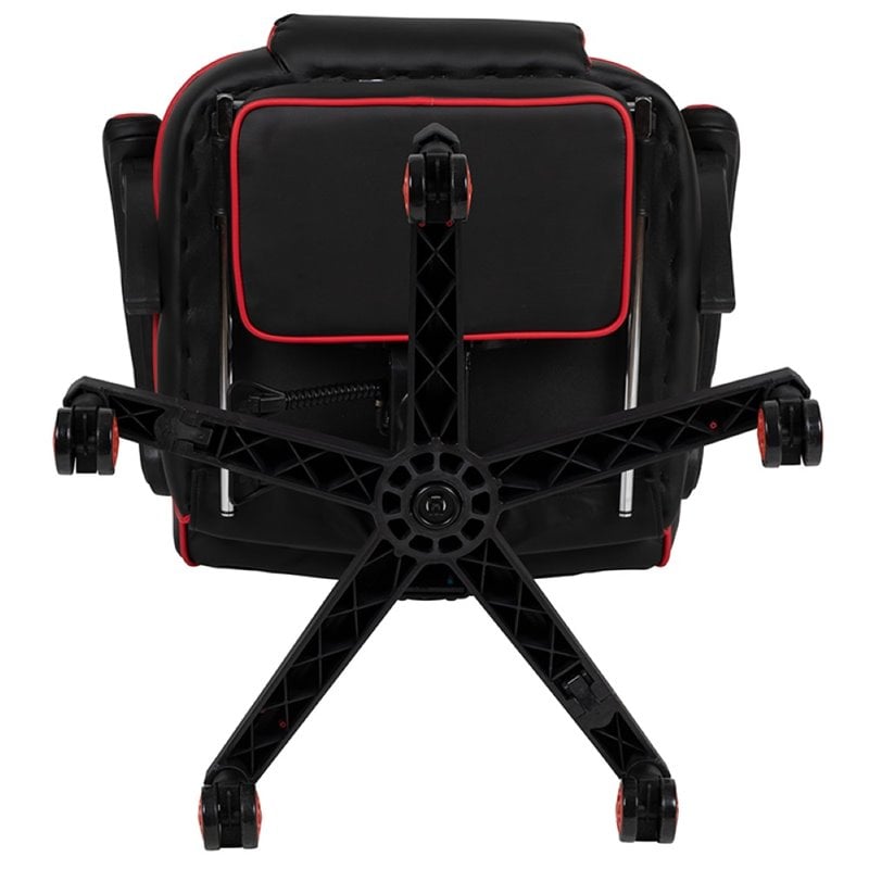 Bowery Hill Leather Racing Reclining Gaming Chair in Black and Red