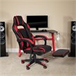 Bowery Hill Leather Racing Reclining Gaming Chair in Black and Red