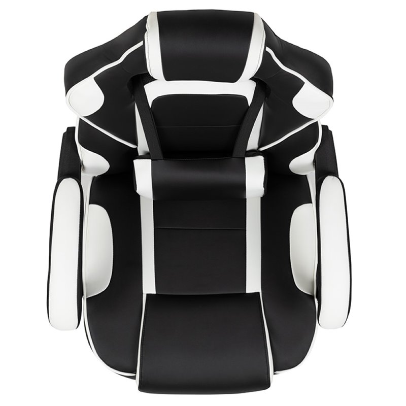 Bowery Hill Leather Racing Reclining Gaming Chair in Black and White