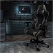 Bowery Hill Leather Racing Reclining Gaming Chair in Black and Gray