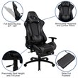 Bowery Hill Leather Racing Reclining Gaming Chair in Black and Gray