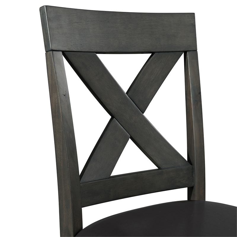 Bowery Hill Solid Wood 7PC Counter Height Dining Set in Grey